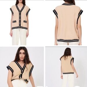 Maje Beige and Black Vest